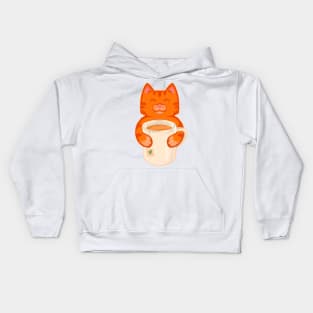 Cat Sipping Tea Kids Hoodie